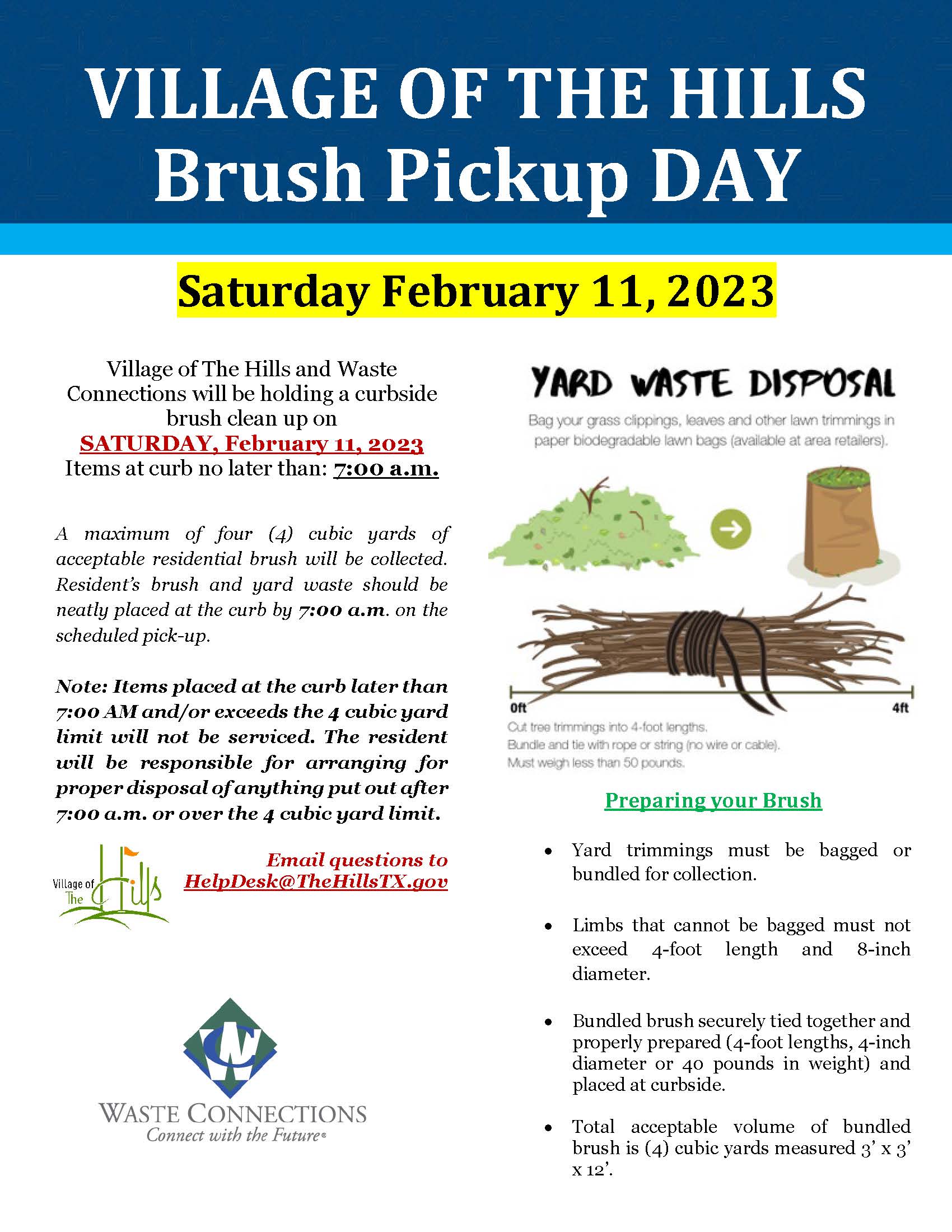VILLAGE OF THE HILLS BRUSH PICK UP 2.11.23